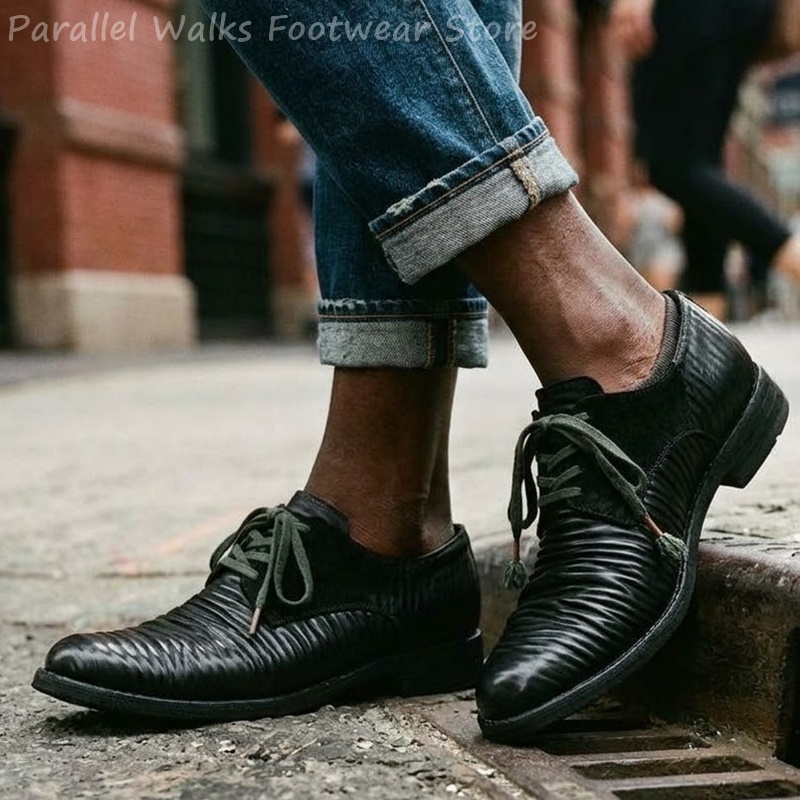Mens Pleated Leather Derby Sho - Men'S Shoes Smart ulasan dan harga