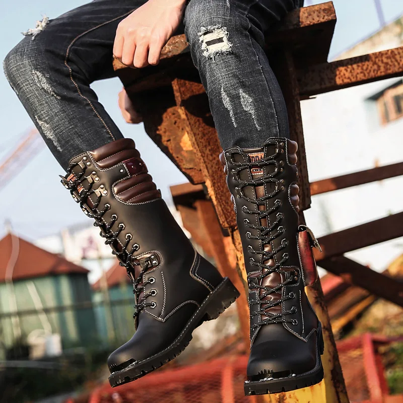 Men Knee High Leather Boots Wi - Men'S Shoes Hey Dude ulasan dan harga
