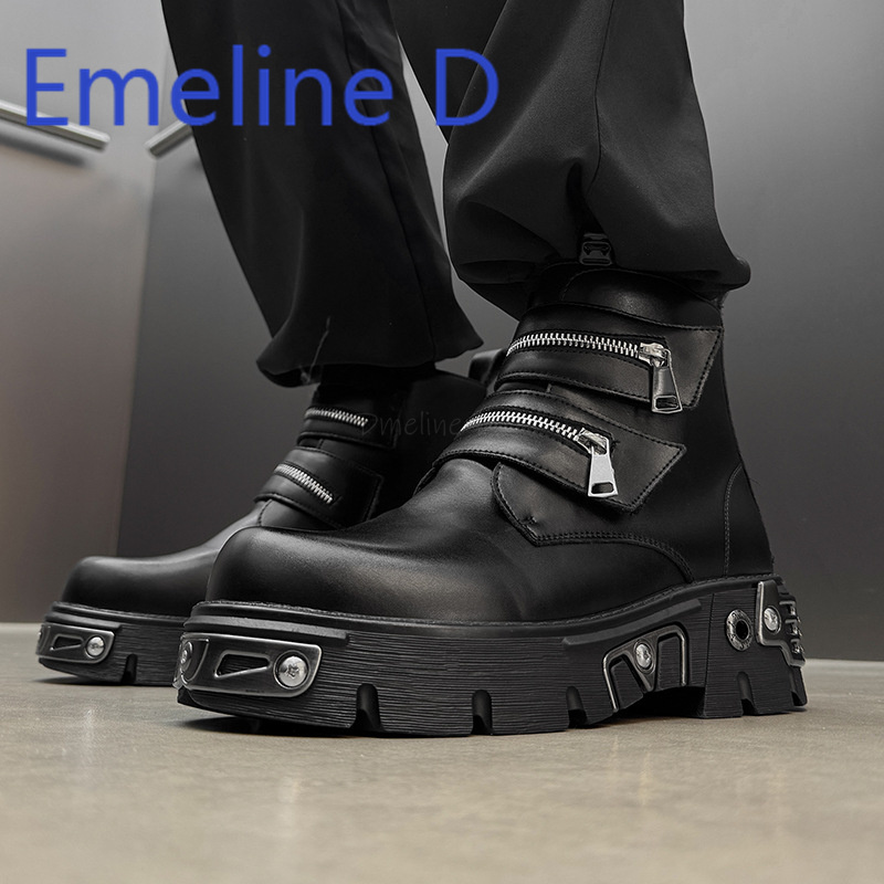 Dark Punk High Top Shoes Fashi - Men'S Shoes With Height Increase ulasan dan harga