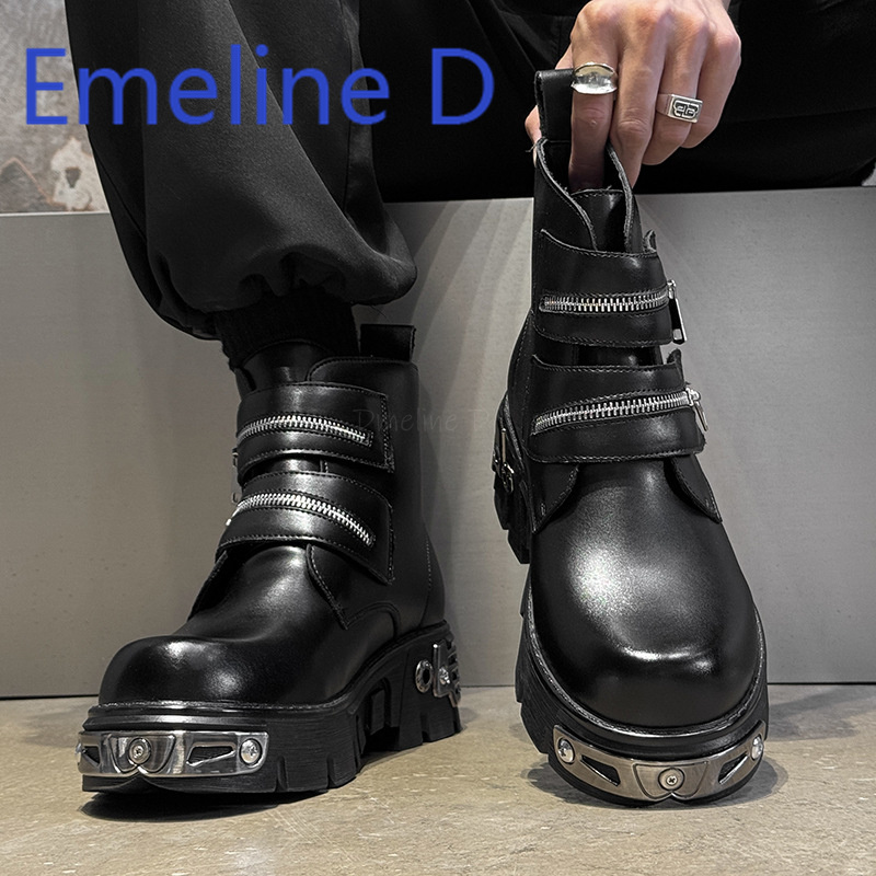 Dark Punk High Top Shoes Fashi - Men'S Shoes With Height Increase ulasan dan harga