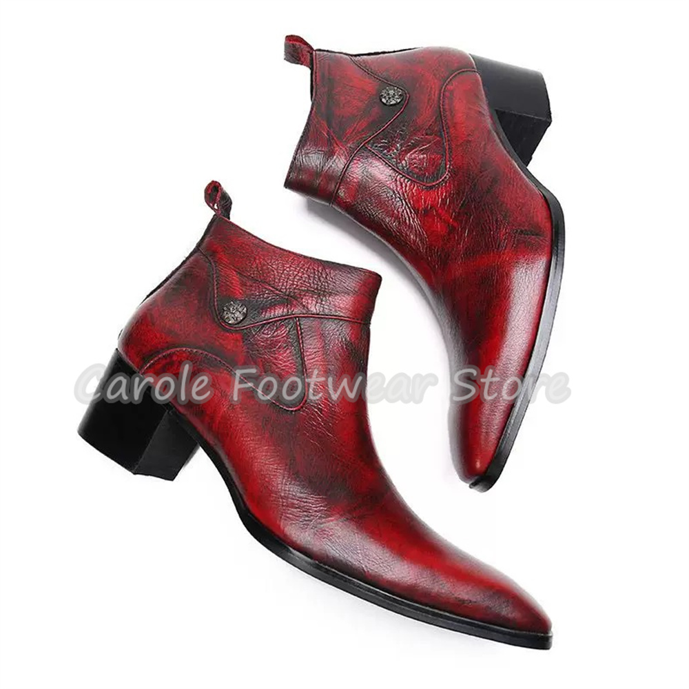 Vintage Square Toe Genuine Lea - Men'S Shoes Increase Height ulasan dan harga