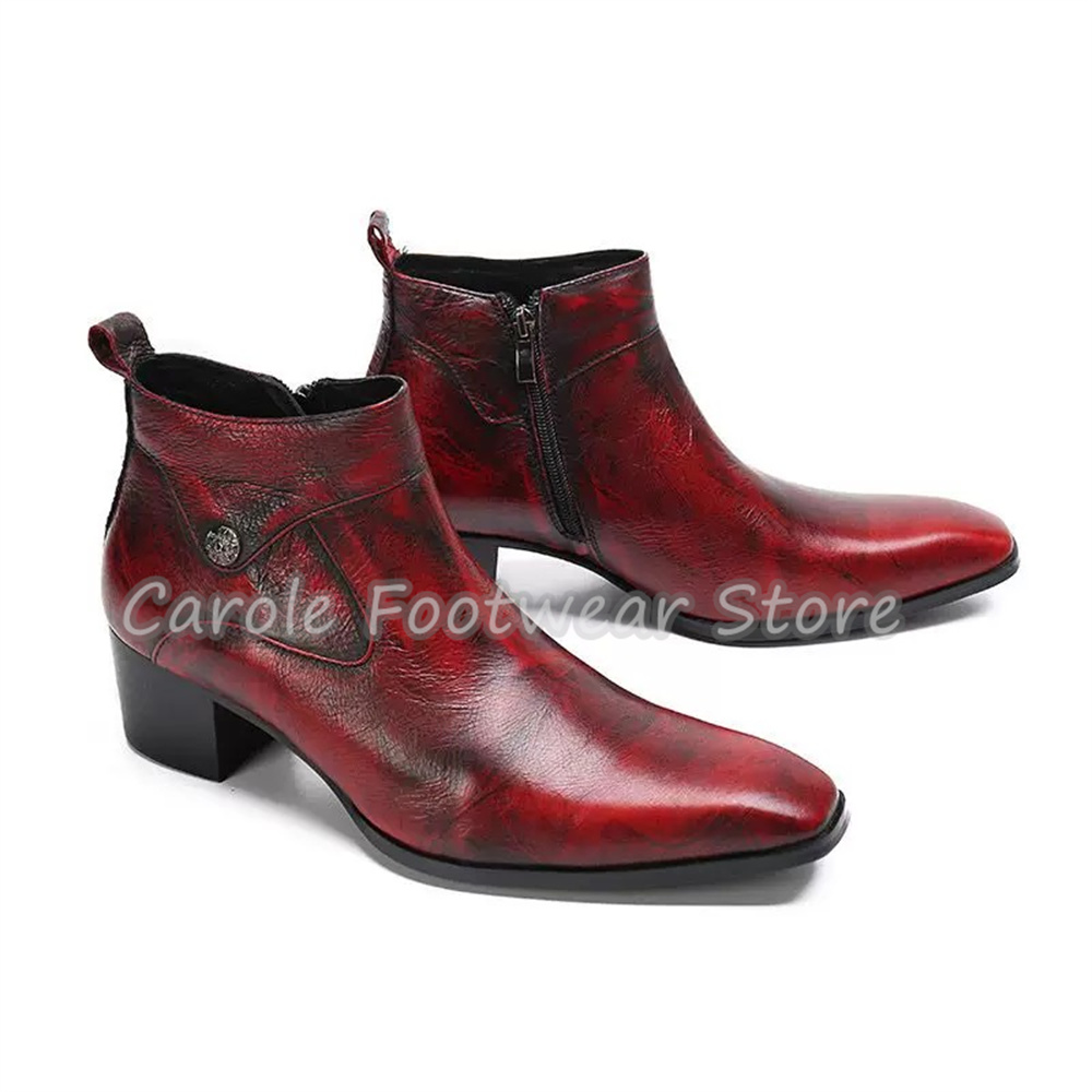 Vintage Square Toe Genuine Lea - Men'S Shoes Increase Height ulasan dan harga