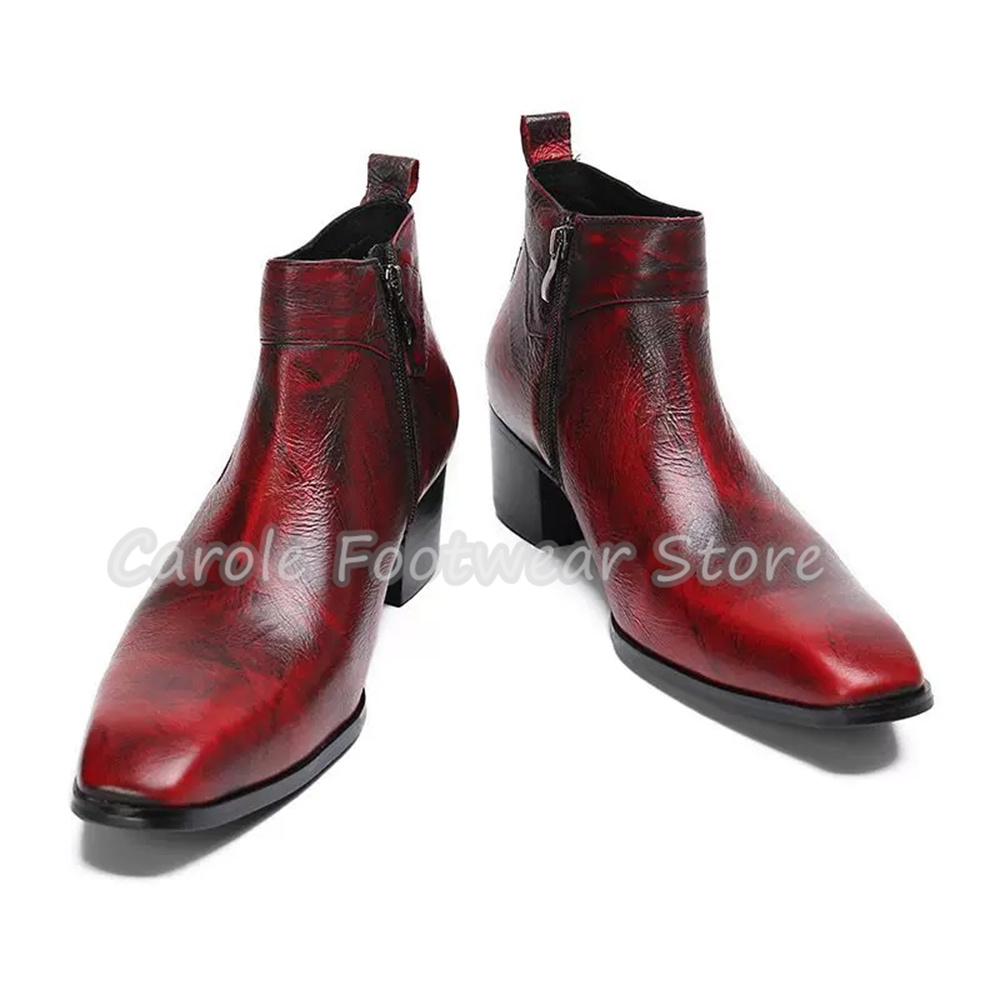 Vintage Square Toe Genuine Lea - Men'S Shoes Increase Height ulasan dan harga