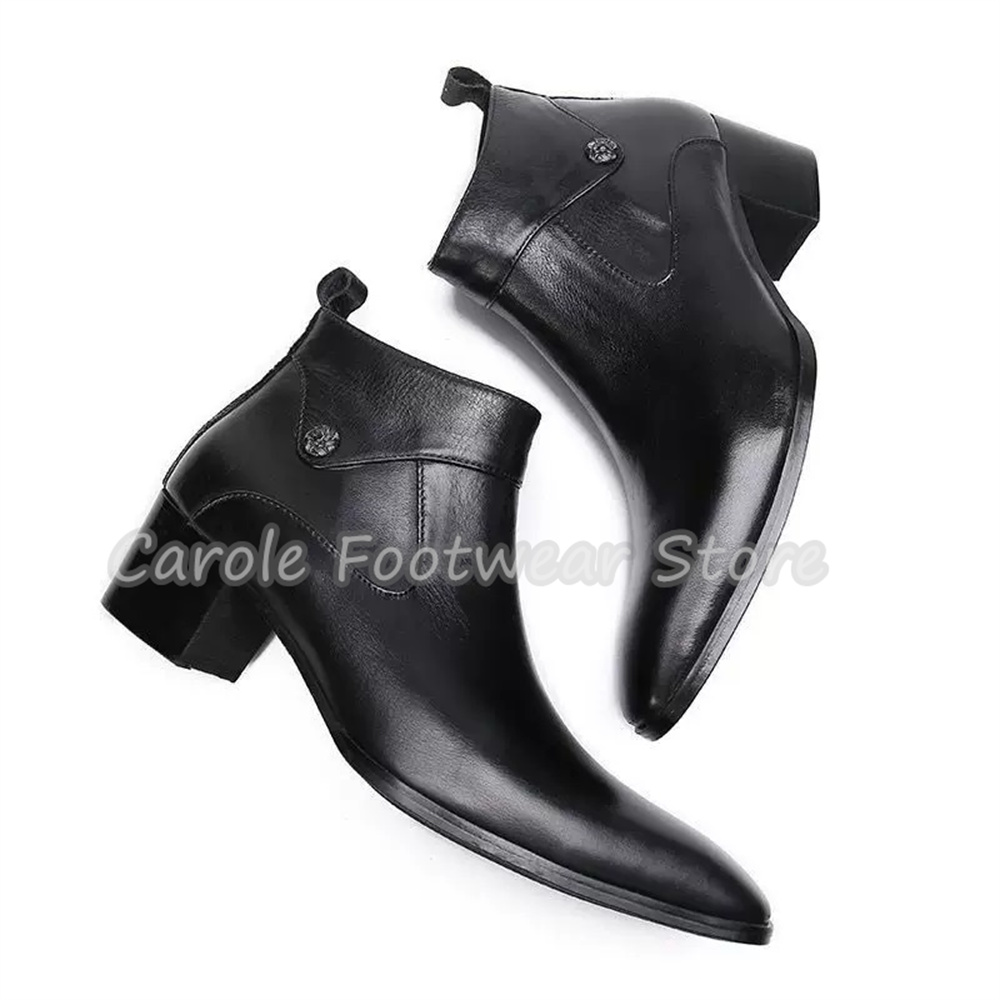 Vintage Square Toe Genuine Lea - Men'S Shoes Increase Height ulasan dan harga